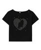 RONRON Type Cat Off Shoulder T Shirts Black
