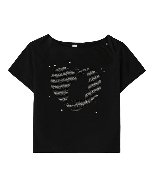 RONRON Type Cat Off Shoulder T Shirts Black