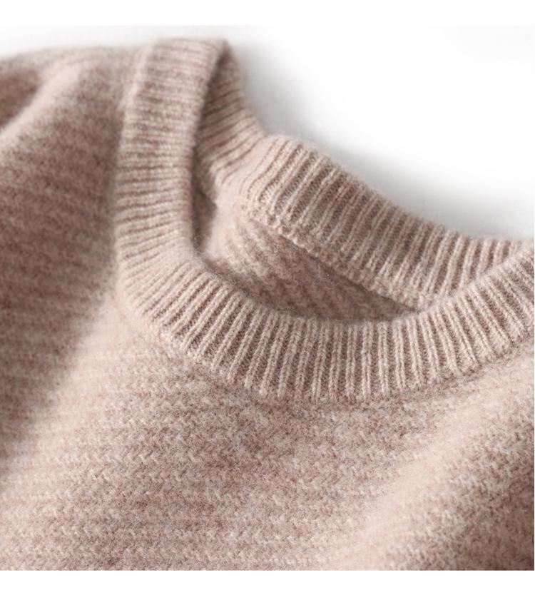 Men's Autumn/Winter Thick Cashmere Sweater – Round Neck, Solid Color, Loose-Fit, Casual Wool Knit