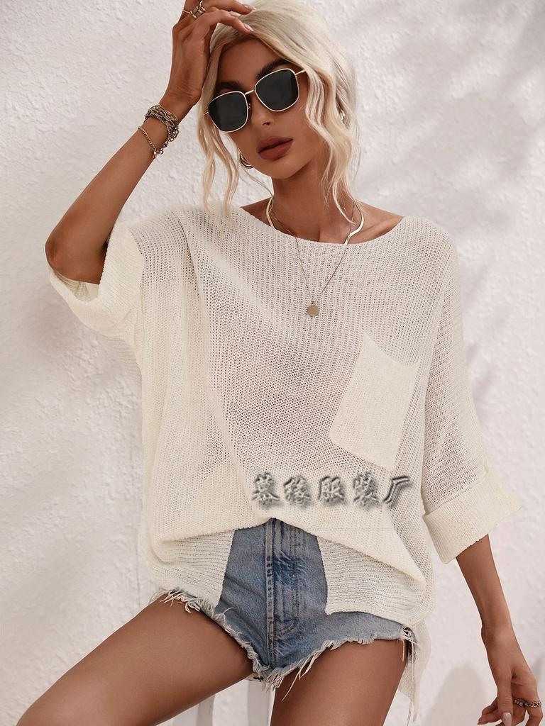 Spring/Summer New Women's Knit Loose Solid Color Imported Fashion Set Women's Knit Sweater