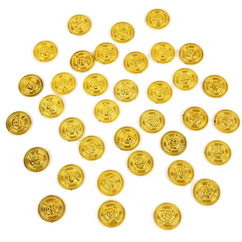 50/200 Stück Plastik Piraten Goldmünzen Kinder Geburtstagsparty Dekoration Gastgeschenke Falsche Münze Schatz Geschenk Halloween Cosplay Requisiten Zubehör