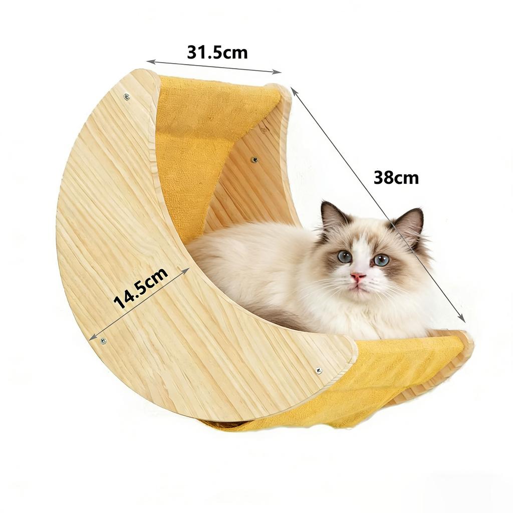 Wall-Mounted Cat Tree Combo Set Crafted from Solid Wood This Wall-mounted Aerial Playground Features a Cat Bed