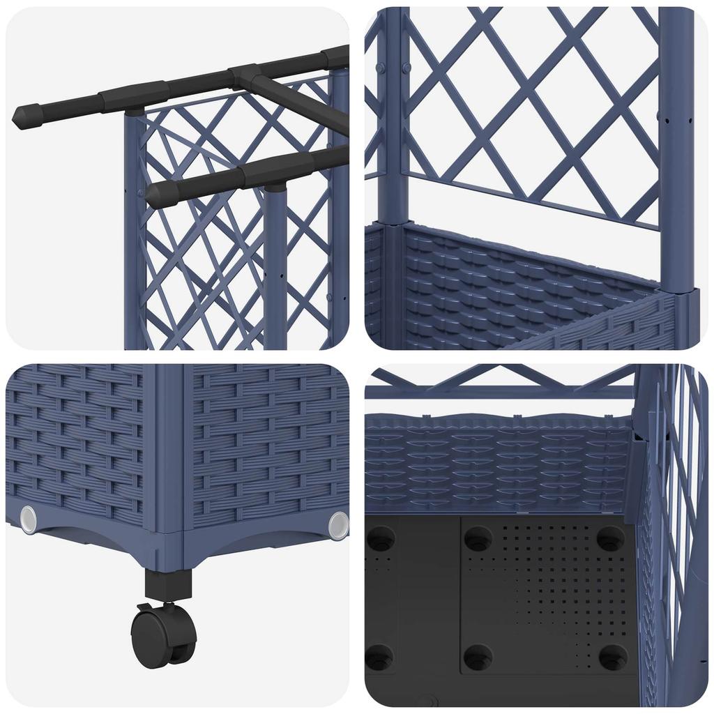Raised Garden Bed with Trellis and Roof Gray 164 x 40 x 127 cm PP