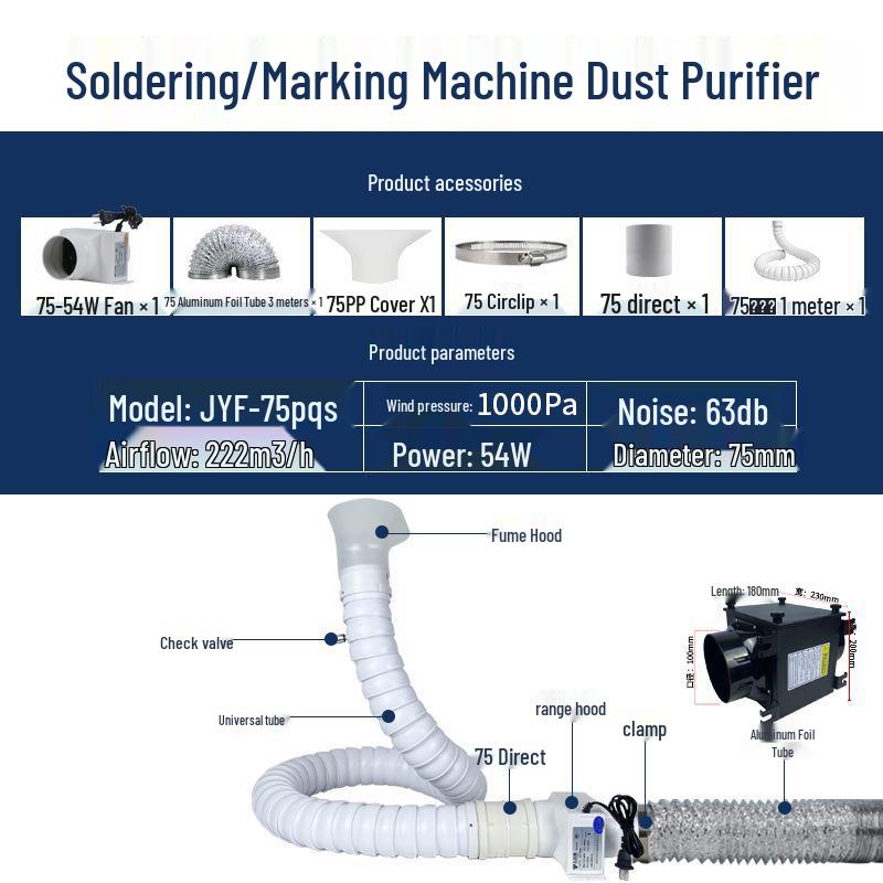 Compact Solder Fume Extractor and Laser Engraving Dust Removal Fan