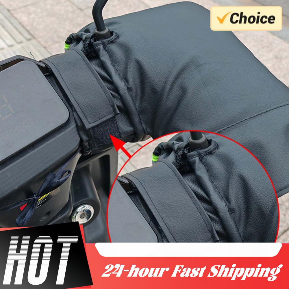 1Pair Motorcycle Handlebar Muffs Motor Scooter Thick Warm Grip Handle Bar Muff Rainproof Winter Warmer Gloves for Outdoor Riding