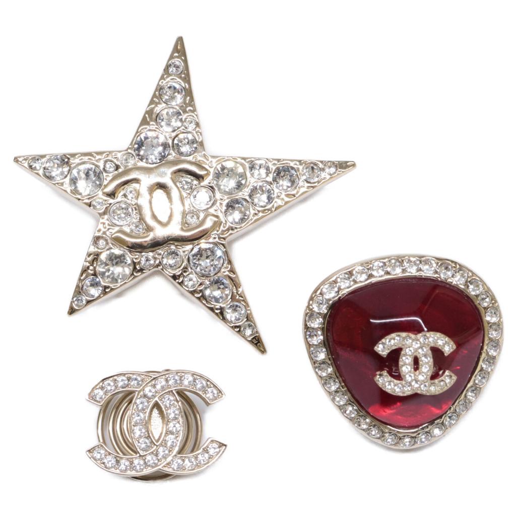 Chanel AB7578 B22C CC Logos, Resin, Star, Hair Accessory 3-Piece Set Hair Accessory Light goldUsed