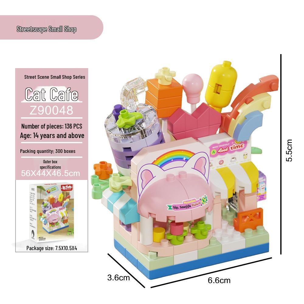 Xiaohongshu City Street Food Cart Model Building Blocks Toy