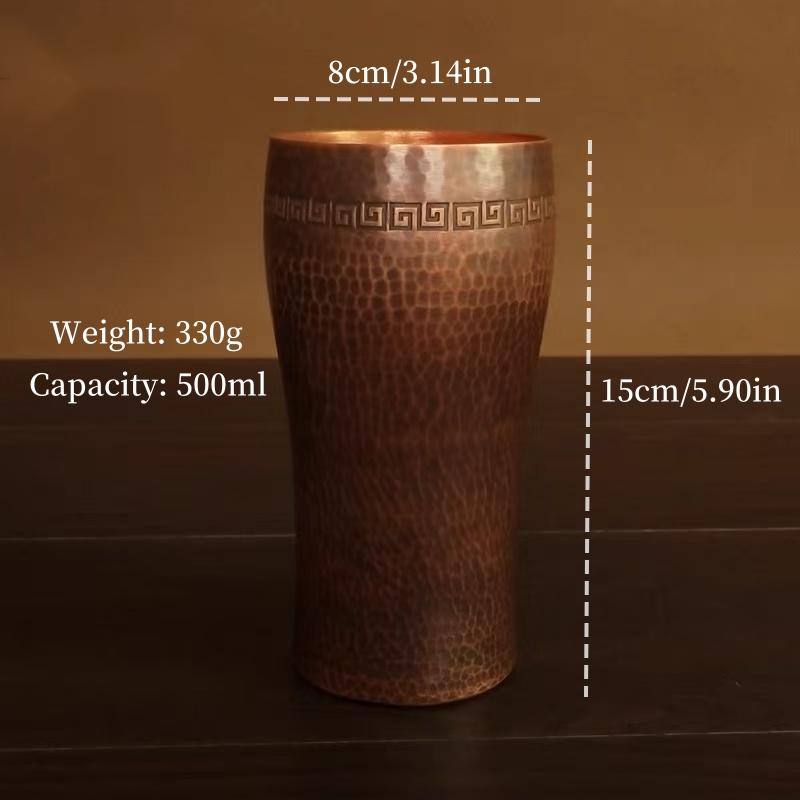

Solid Pure Copper Moscow Mule Mug, Hand-Hammered Vintage Coffee Cup, Antique Style Cold Drink Tumbler, Gift for Men 300-400ml