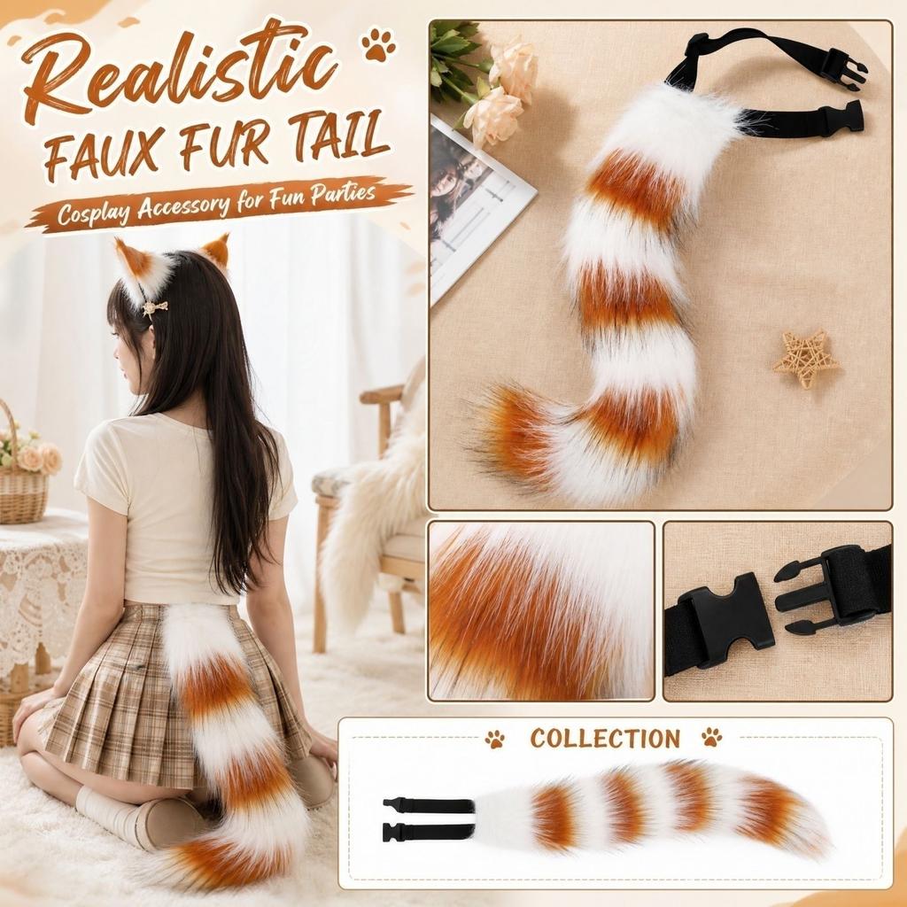 Plush Furry Animal Tail Costume Accessory for Halloween Party