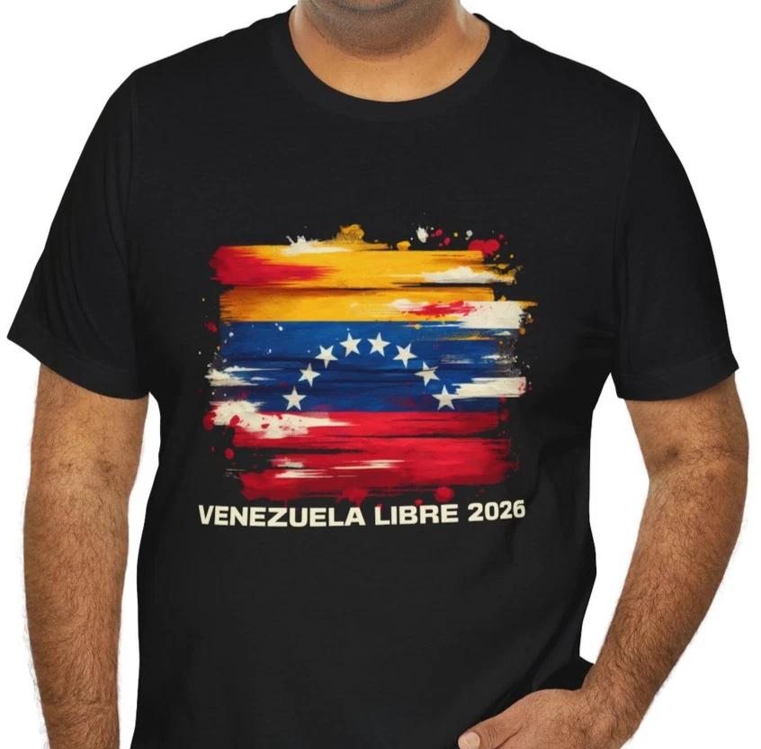 Venezuela Libre 2026 Flag T-Shirt | Painted Venezuelan Flag Tee M