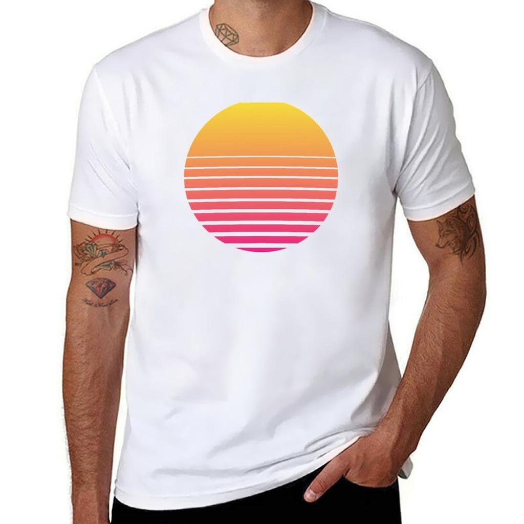 Outrun Retro Sun Tshirt Fitness Quick Dry Short Sleeve Top Tshirt