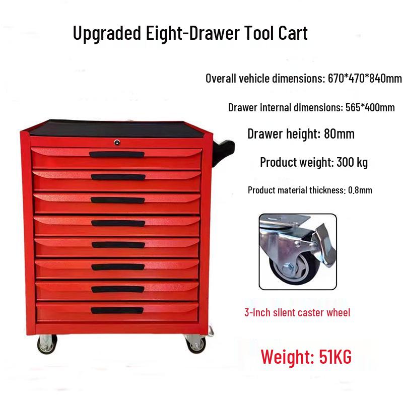Movable Three-Layer Hand Cart: Multi-functional Auto Repair & Household Tool Box with Cabinet Door