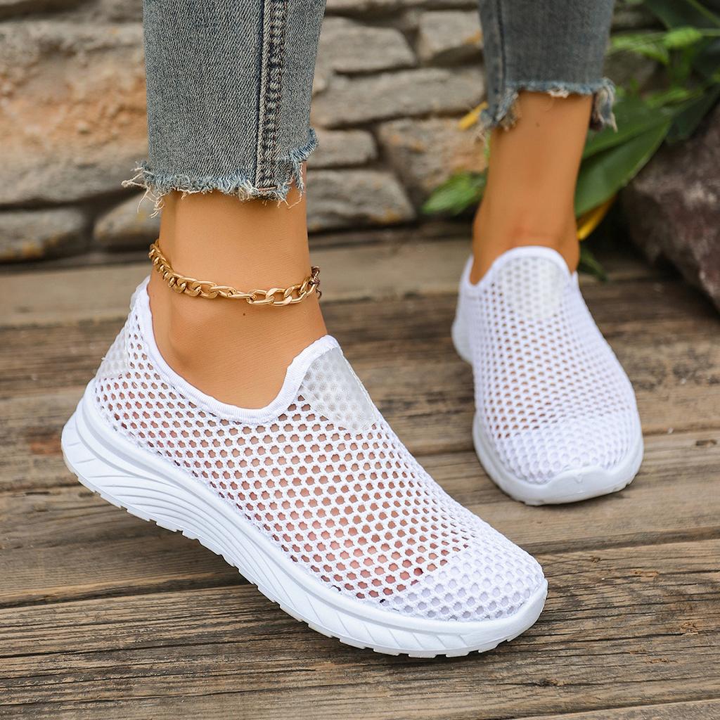 Summer Breathable Mesh Shoes for Sports and Leisure, Thin Hollow Out Fabric Shoes, One Foot Lazy Shoes