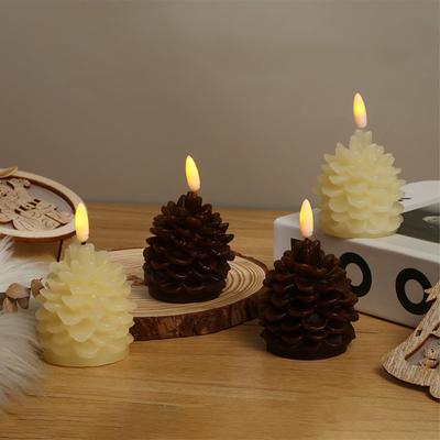 Flammenloses Kerzenlicht in Tannenzapfenform mit flackernden LED-Lichtern aus echtem Wachs – ideal für Halloween, Weihnachten und Hochzeiten. (Batterie enthalten)
