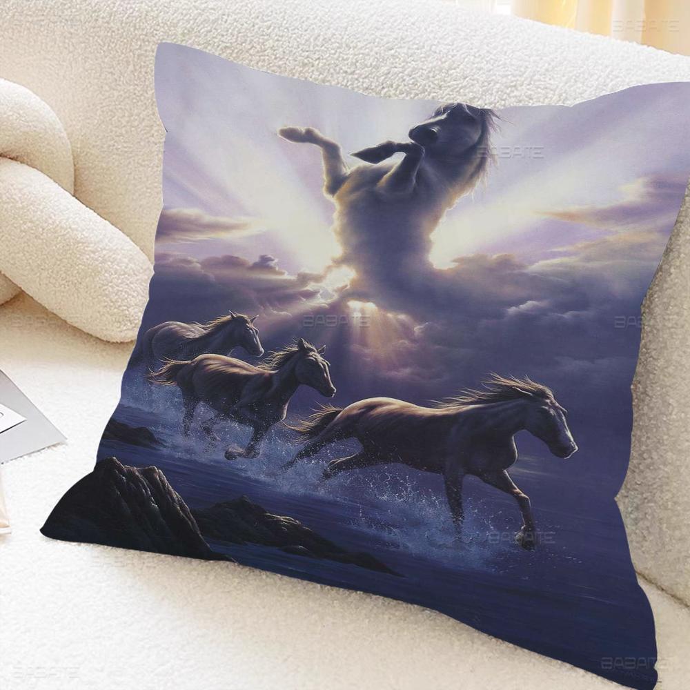 Beautiful Horse Personalized Picture Text Home Decorative Pillows Household Gifts 45x45cm