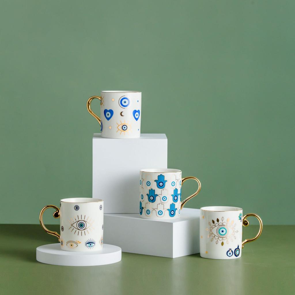 Tazza da Caffè in Ceramica Lusso Nordico con Bordi Dorati Ufficio Casa Colazione Tazza per il Latte Regalo Creativo