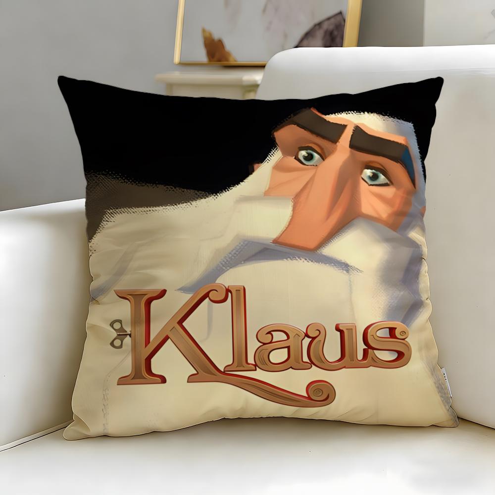 classic animated movie Klaus Cushion Cover Soft EasyWash Pillow Case Versatile for Couch Bed Travel and Office