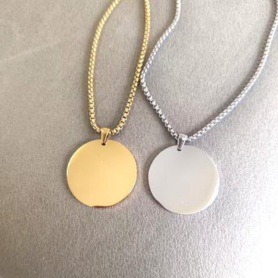 10pcs Mirror Polish Stainless Steel Round Blank Pendant Necklace Minimalist Zircon Men's and Women's Necklace Zircon Gift