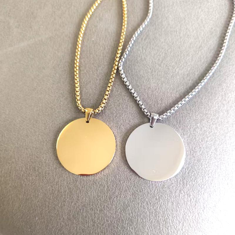 10pcs Mirror Polish Stainless Steel Round Blank Pendant Necklace Minimalist Zircon Men's and Women's Necklace Zircon Gift
