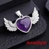 Natural crystal heart-shaped angel wings pendant necklace Heart Shaped Stone Pendants necklace Charms Crystal Chakra Beads DIY