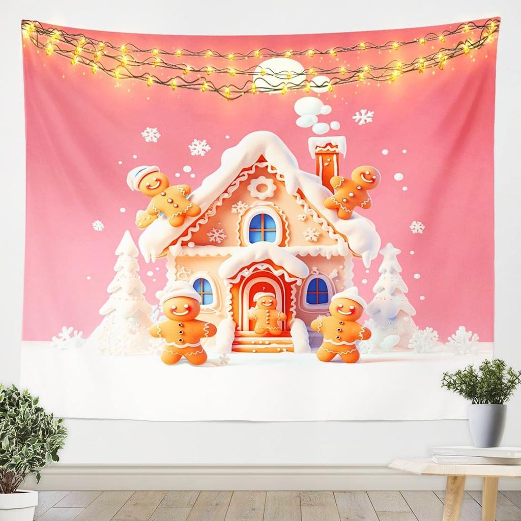 Christmas Tapestry New Year Background Wall Hanging Decoration Fireplace Stockings Gifts Hanging Cloth