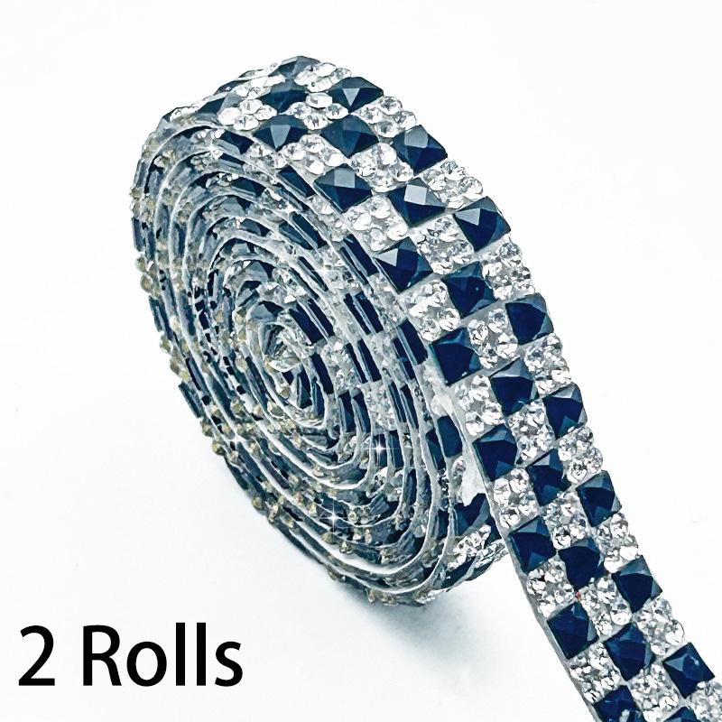 

2 рулона аксессуаров для одежды для шляп, сумок, курток, стразовая лента, приклеиваемая утюгом, стекло, самоклеящаяся цепочка, лента, многоцветная