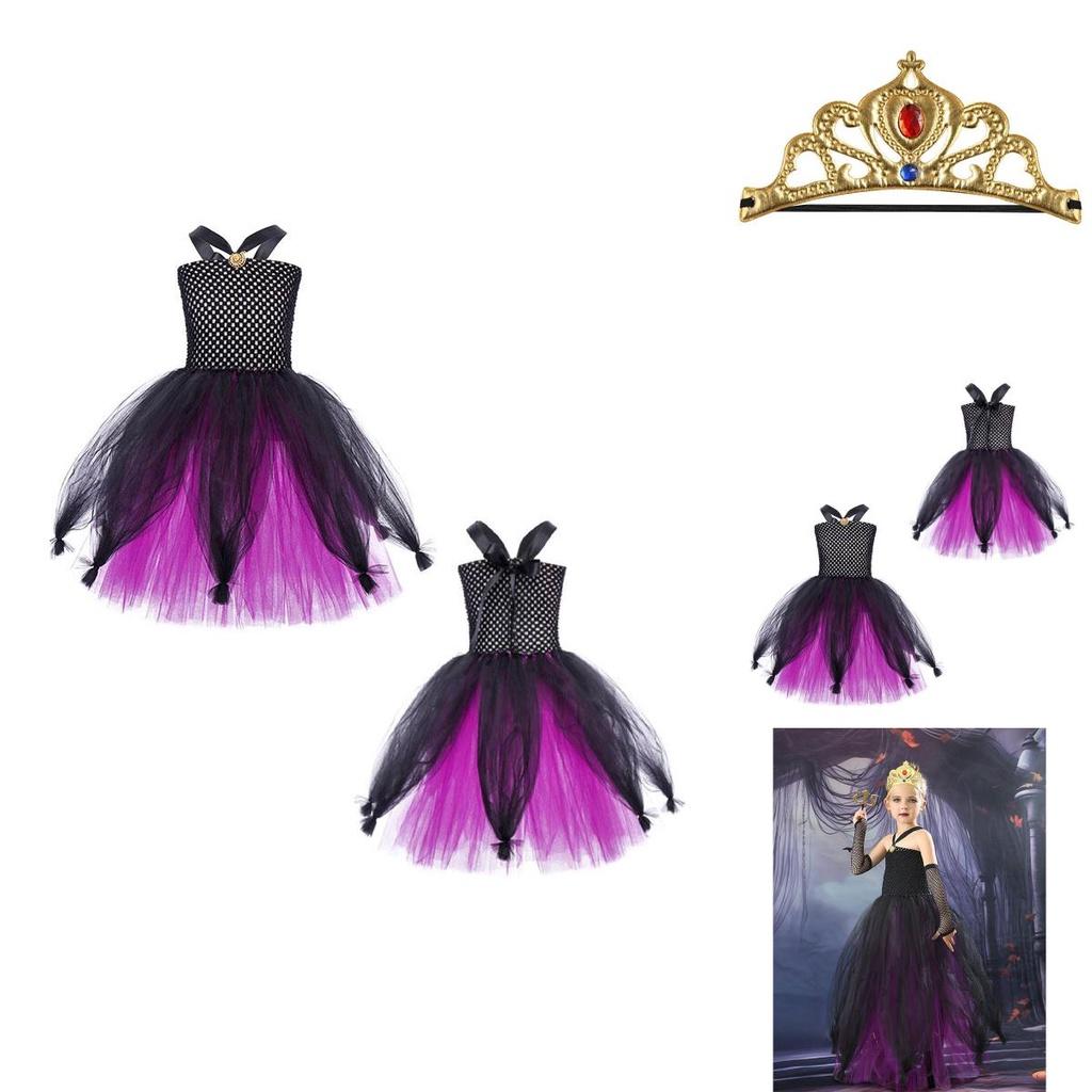 Girls' Halloween Vampire Costume Dress With Puffy Skirt Ursula Inspired Cosplay Outfit