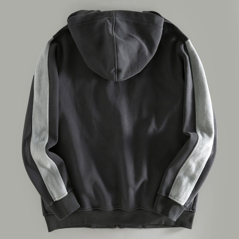 Bargain Finds~ Export Surplus Men's Hooded Sweatshirt, New Autumn/Winter Style, Fleece-Lined, Thickened, Warm, Color-Blocked Jacket for Men