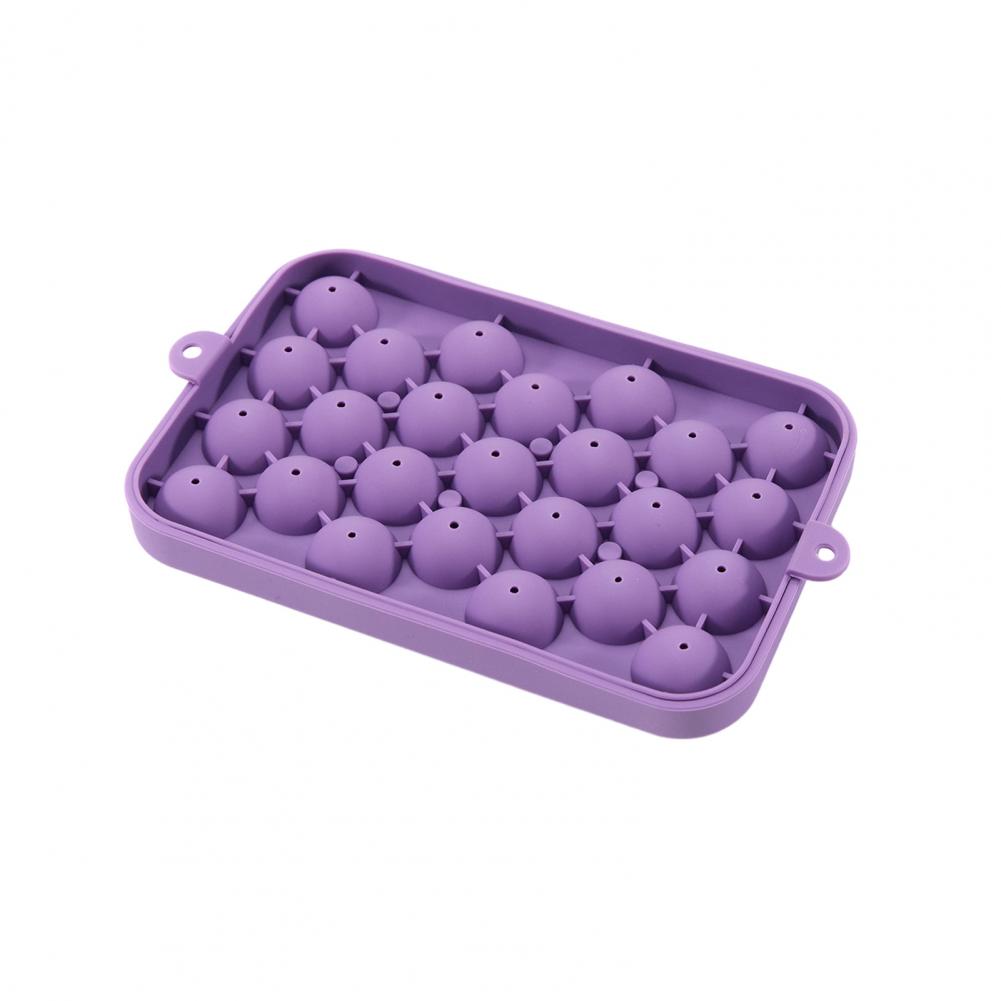 

Soft Bottom Ice Mold Sphere Silicone Ice Cube Tray with Lid Easy-release Round Ball Mold for Whiskey Cocktails фиолетовый