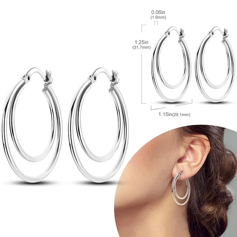 Women Earring 2025 Hot Sales 925 Silver Hoop Earrings Love Heart Butterfly Drop Earring Stud for Women Girls Party Jewelry Gifts