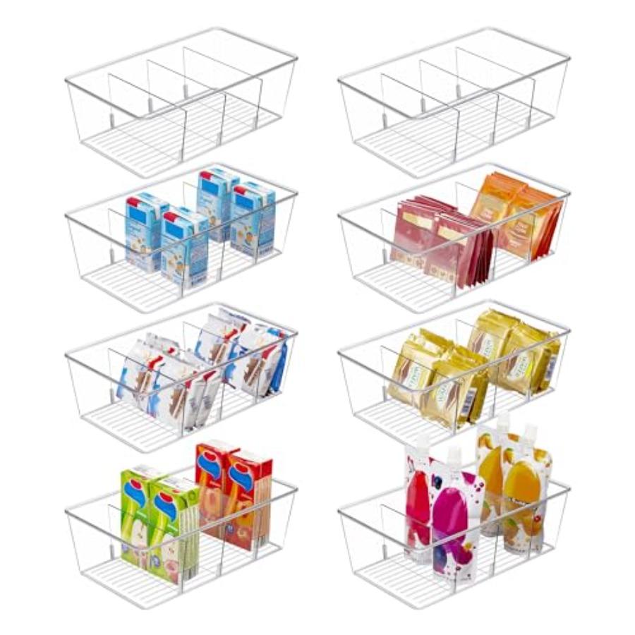

8 Pack Food Storage Organizer Bins Clear Plastic Bins for Pantry Kitchen Fridge Cabinet Organization and Storage 4 Compartment United States