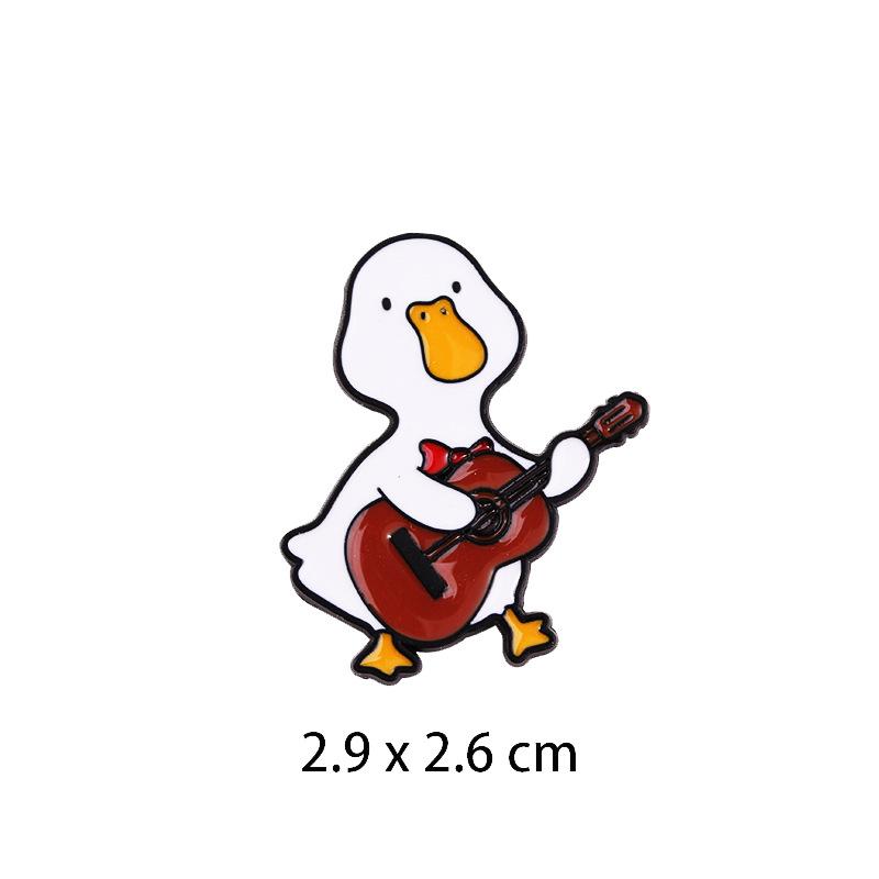 Cute Musician Duck Enamel Brooch Creative Cartoon Violin Piano Baton Guitar Animals Lapel Pins Backpack Jewelry Gifts For Kids