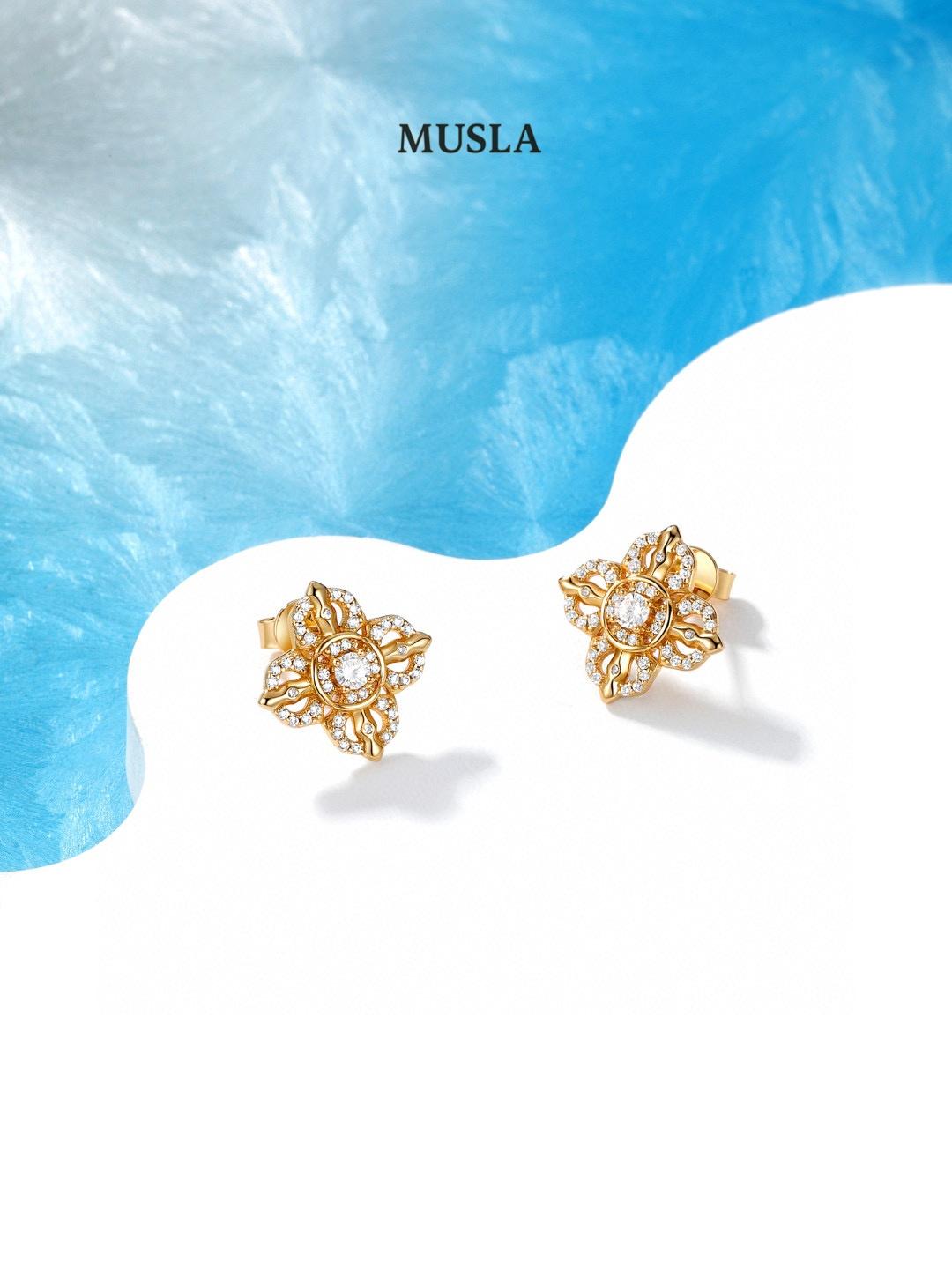 

Musla Design Ювелирные изделия для женщин Модные серьги Серьги из стерлингового серебра 925 пробы Модные серьги-пусеты с цирконом золотой