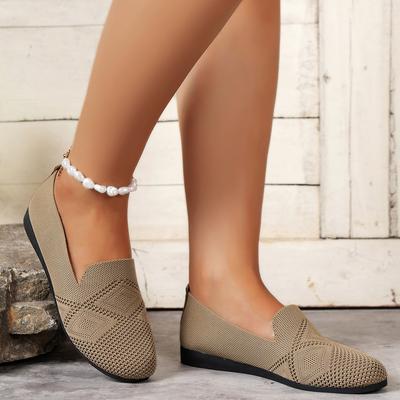 Damskie dzianinowe płytkie oddychające buty pojedyncze płaskie buty codzienne