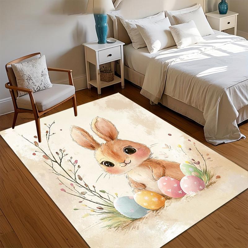 

Watercolor Easter Bunny Egg Area Rug Non-Slip Floor Mat Decor Carpet for Bedroom Living Room Kids Room Home Festival Decoration 40x60cm
