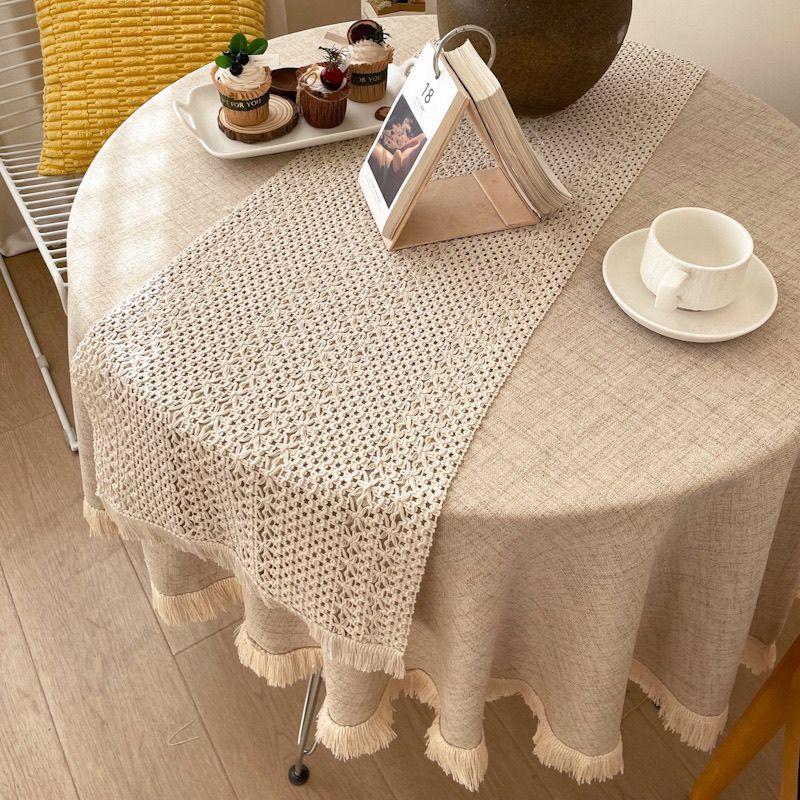 

Retro Log Style Table Runner Fabric Craft TV Cabinet and Tea Table Decorative Cover Cloth Dining Tablecloth Shoe Cabinet Decoration Bench Tablecloth Beige beige characters 34cm wide Other lengths