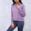 Women's Quarter Zip Pullover Sweatshirt Loose Fit Casual Solid Color Long Sleeve Sweatshirt with Ribbed Cuffs and Hem
