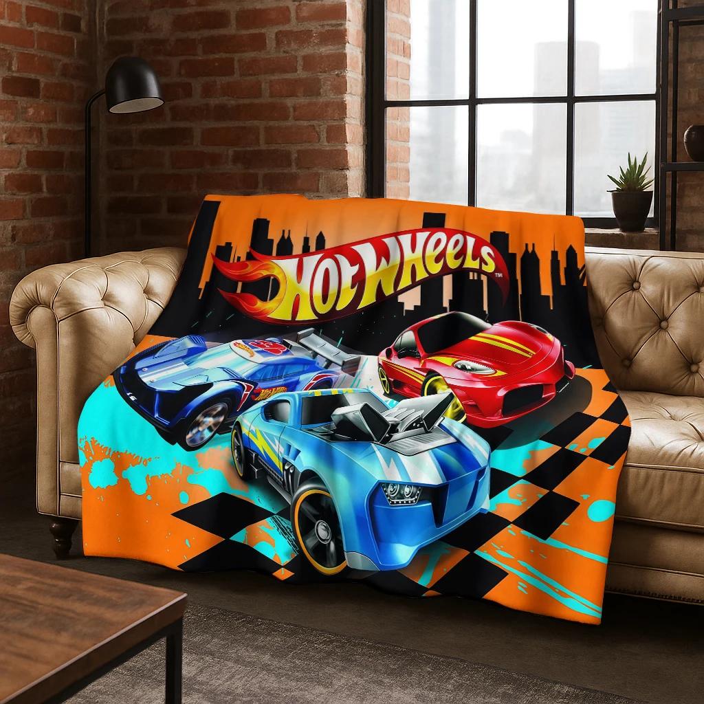 Cartoon Hot Wheels Spielzeug Rennwagen Kunst Flanelldecke, Gemütliche Weiche Überwurfdecke für Zuhause Schlafzimmer Bett Sofa Picknick Abdeckung Kindergeschenk
