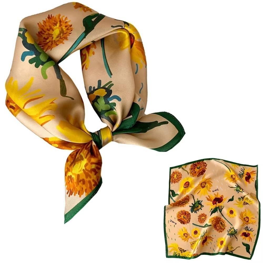 

Soft Satin Foldable Headscarf Lightweight Breathable French Style Headscarf Women жёлтый
