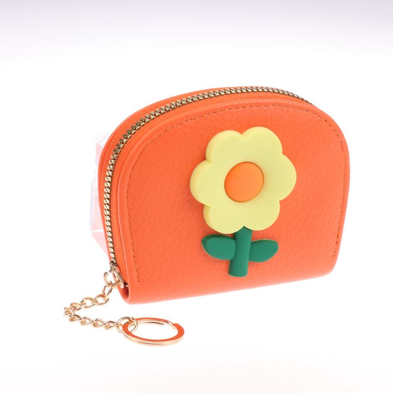 

Mini Organ Card Holder Flower Design Portable Cartoon Flower Card Bag Compact With Keychain Multi-Slot Change Purse A2
