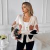 2026 Autumn/Winter Women's Cute Heart V-Neck Loose Knit Cardigan Sweater