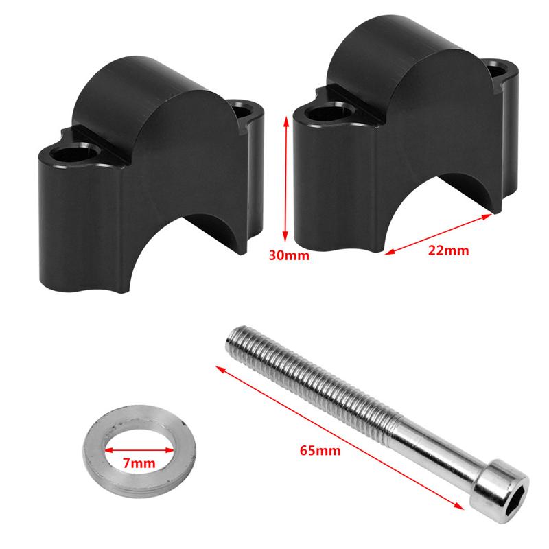22mm 7/8  30mm 1 1/8  Motorcycle Handlebar Riser Handle Bar Mount Handle Clamp For Honda Kawasaki Suzuki Yamaha 22mm Black