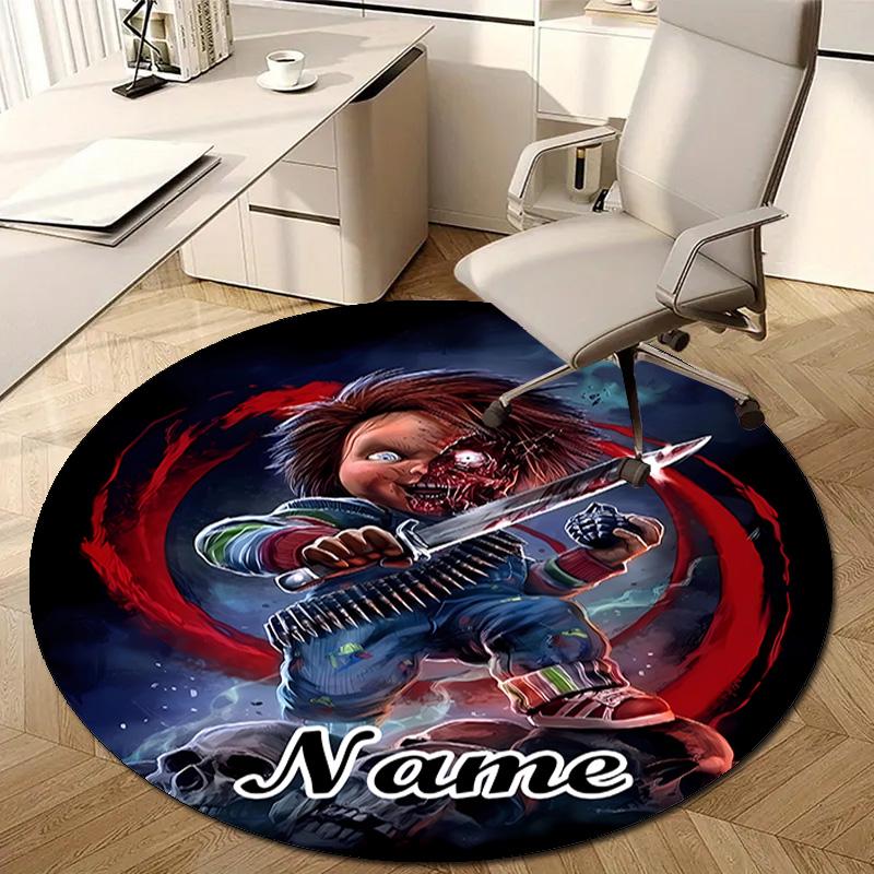 Personalized C-Chucky Round Chair Office Rug - Perfect for Mat, Office Chair & More - Ideal Gift for Birthdays and Holidays