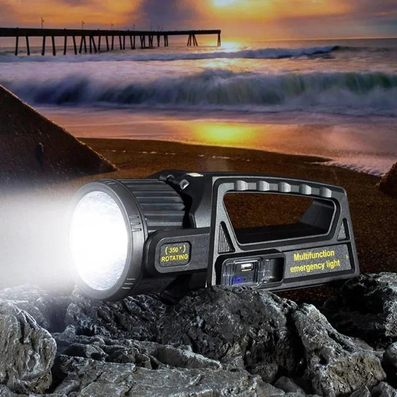 Tragbare Solar-LED-Taschenlampe COB Arbeitsleuchte USB Wiederaufladbar Wasserdicht Handheld Suchscheinwerfer Outdoor-Scheinwerfer für Camping