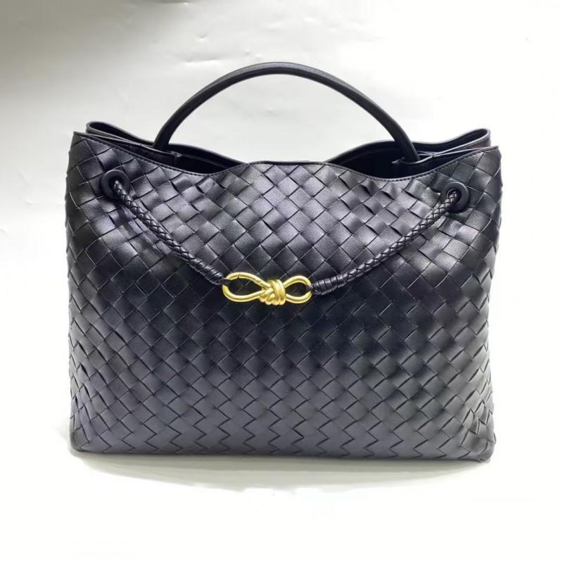 Woven Genuine Leather Rhombus Tote Bag