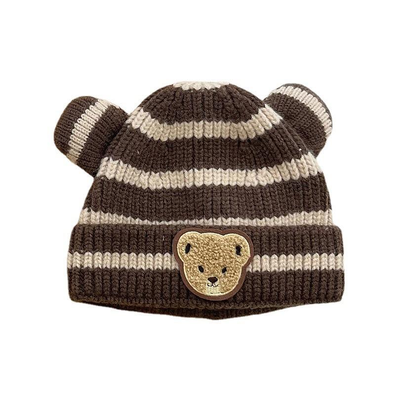 Baby hat autumn and winter cute super cute bear baby children ear hat warm plush hat boys and girls pullover