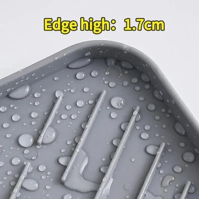 Silicone Faucet Mat Kitchen Sink Tray Soap Dispenser Sponge Drain Pad Sink Splash Drying Mat Countertop Storage Tray Soap Pad