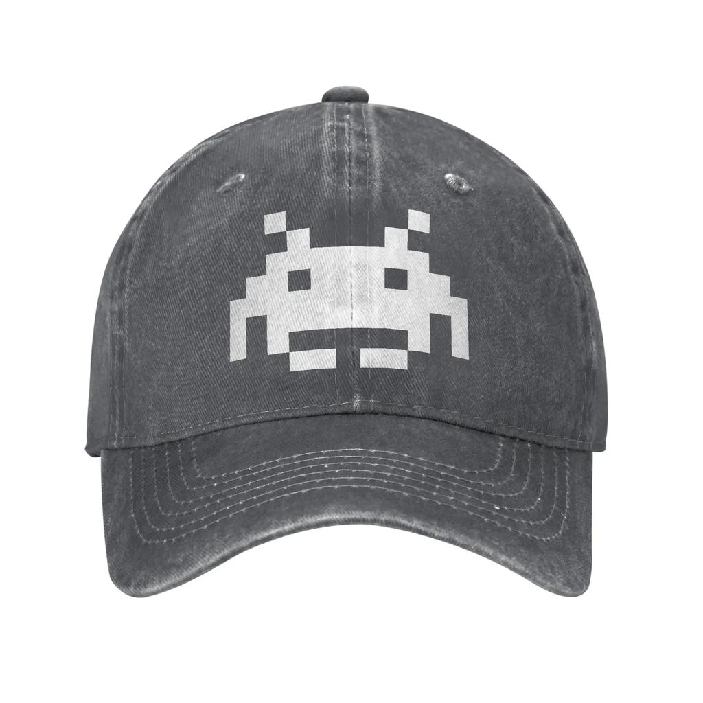 Washed Baseball Cap Space Invaders Summer Trucker For Unisex Unisex Shooting Video Game Print Kpop Sun Baseball Caps