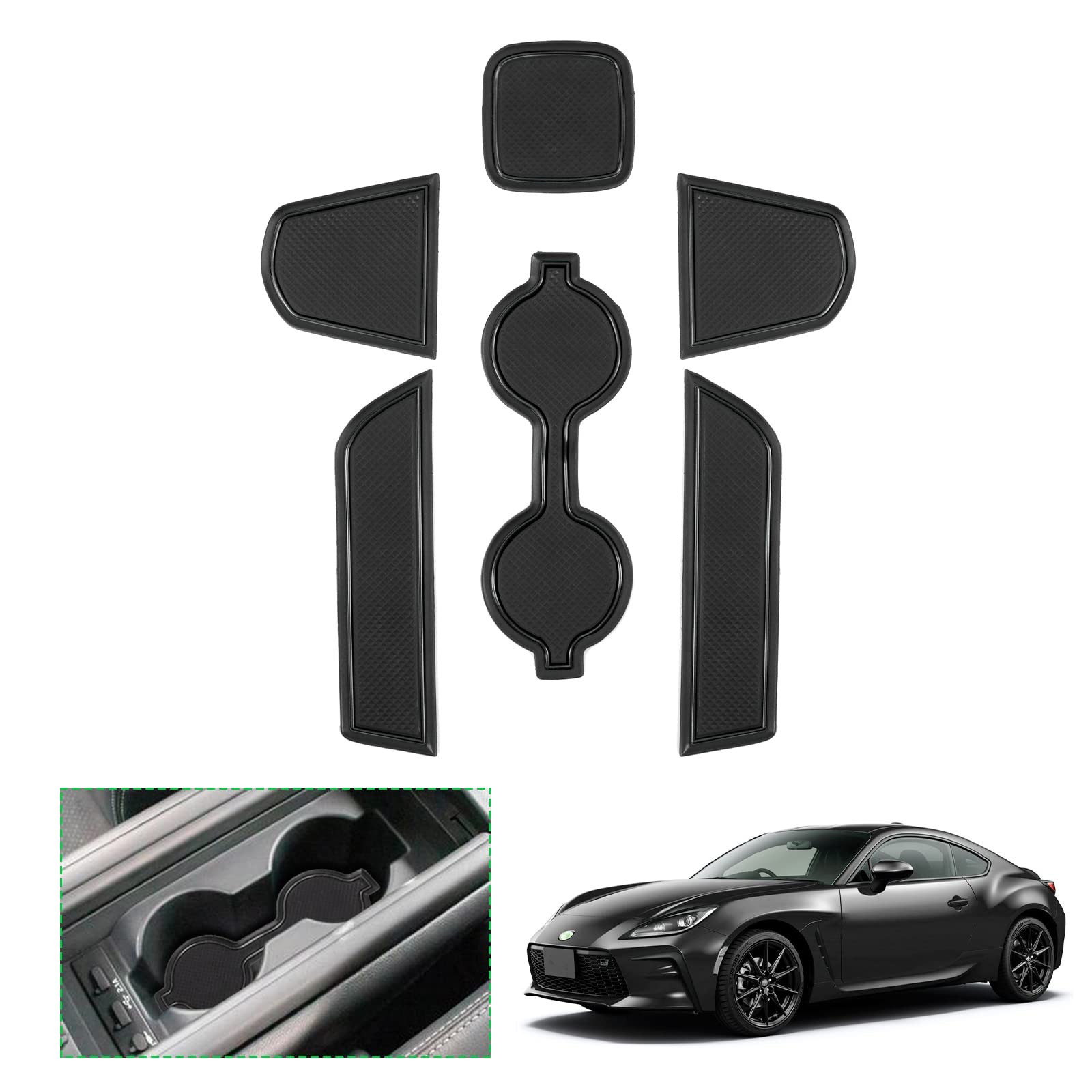 

GAFAT Door Pocket Mats for Toyota GR86 2nd Rubber Mats with Drink and Interior Rubber Mats and Drive Only (ZN8 Type, Generation, 2021-Present) - чёрный