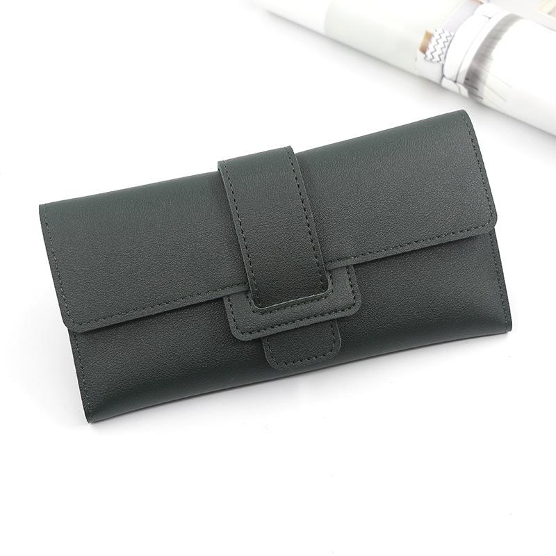 Korean Style Women's Tri-fold Long Fashion Wallet Clutch with Buckle